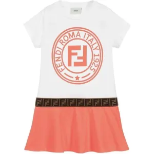 Girls White & Pink Jersey Dress