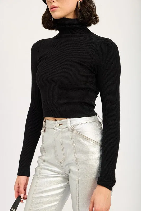 Hot Girl Emory Ribbed Turtleneck Long Sleeve Top