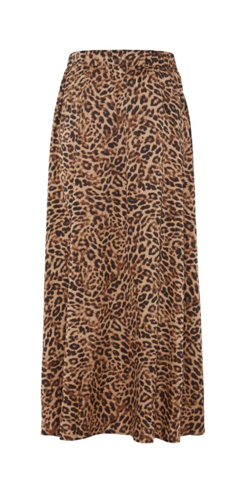 Ichi Leopard Print Maxi Skirt