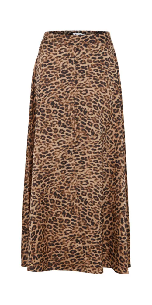 Ichi Leopard Print Maxi Skirt