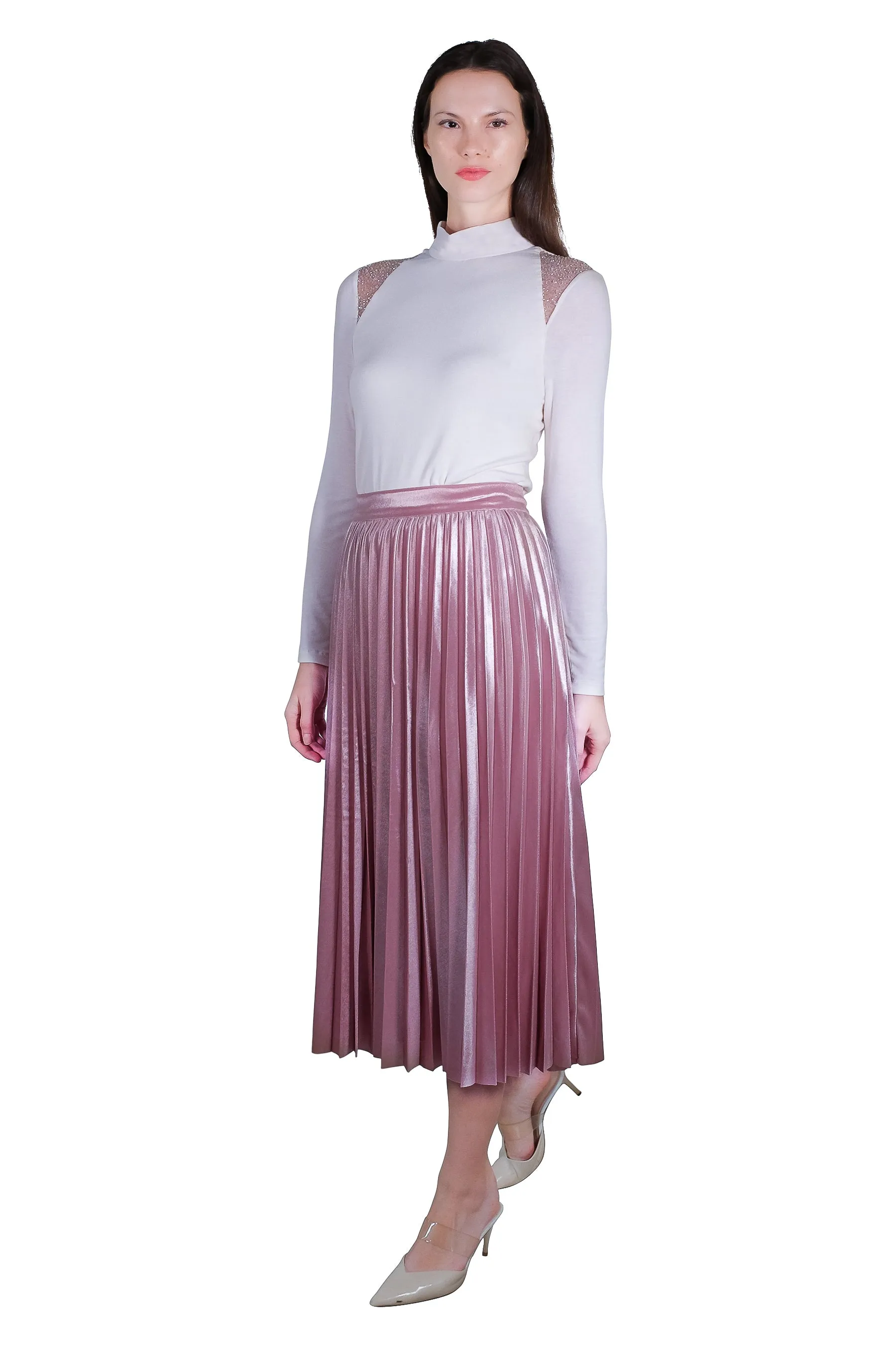 Jayden Pleated Velvet Skirt