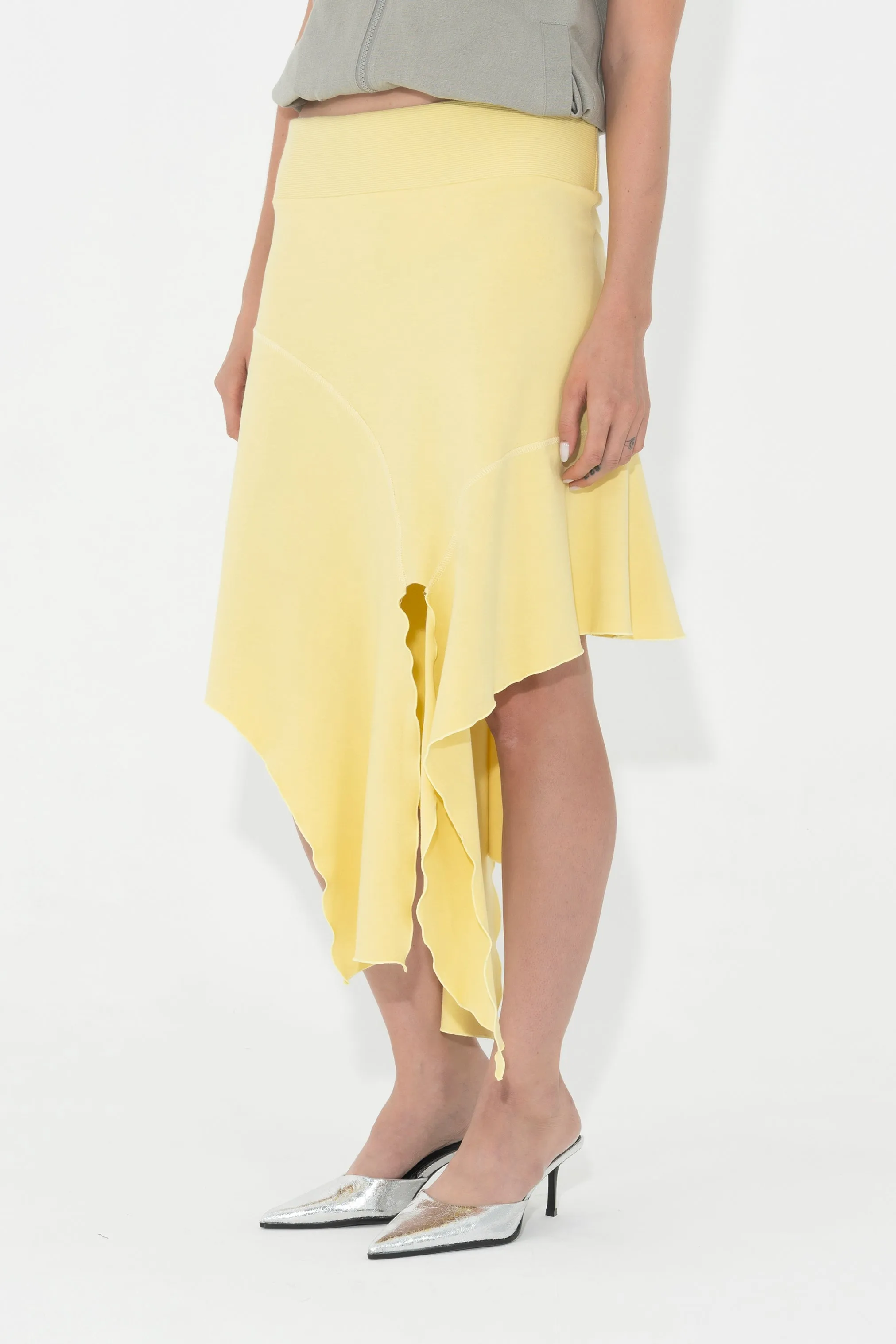 Jersey Drape Skirt in Citron