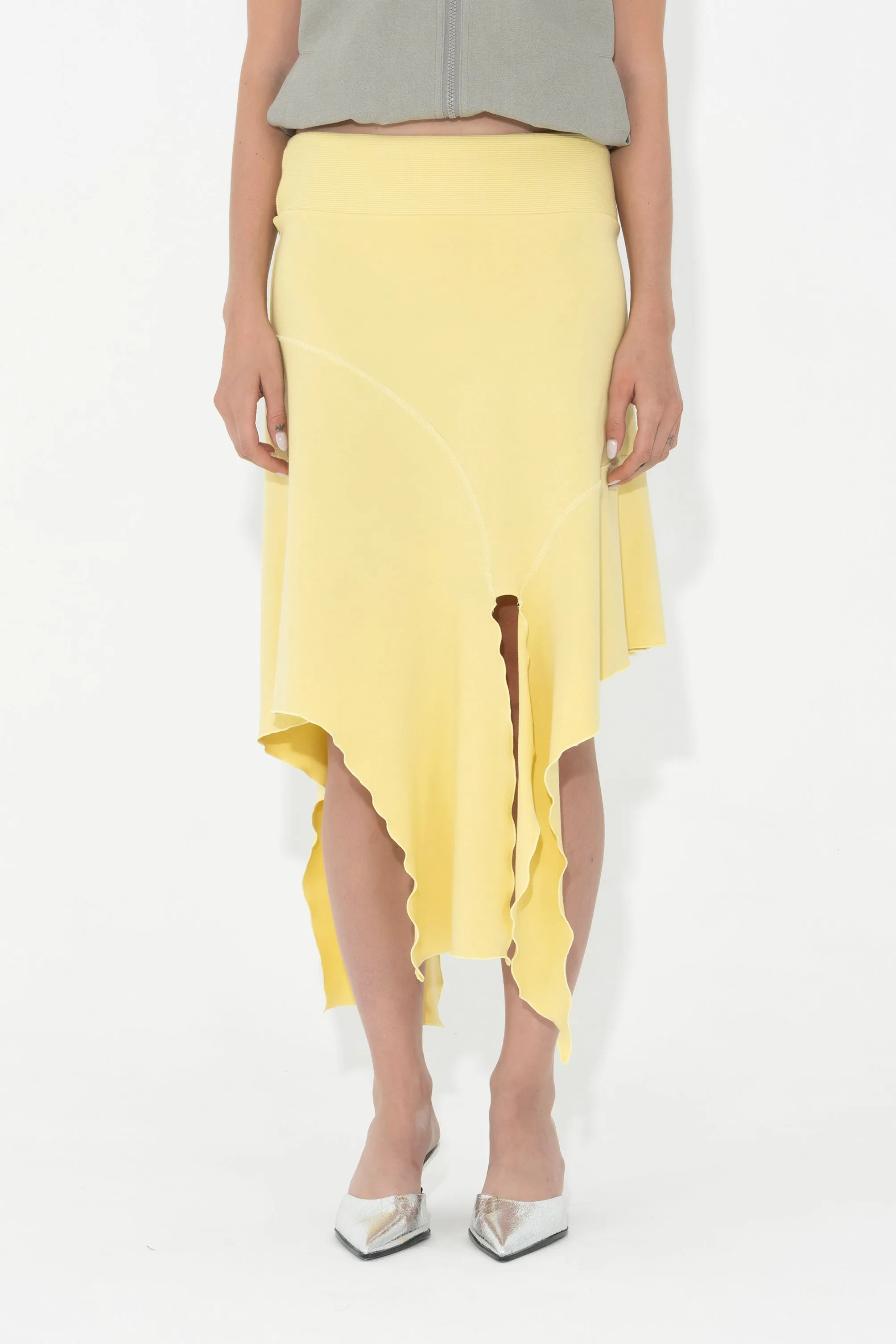 Jersey Drape Skirt in Citron