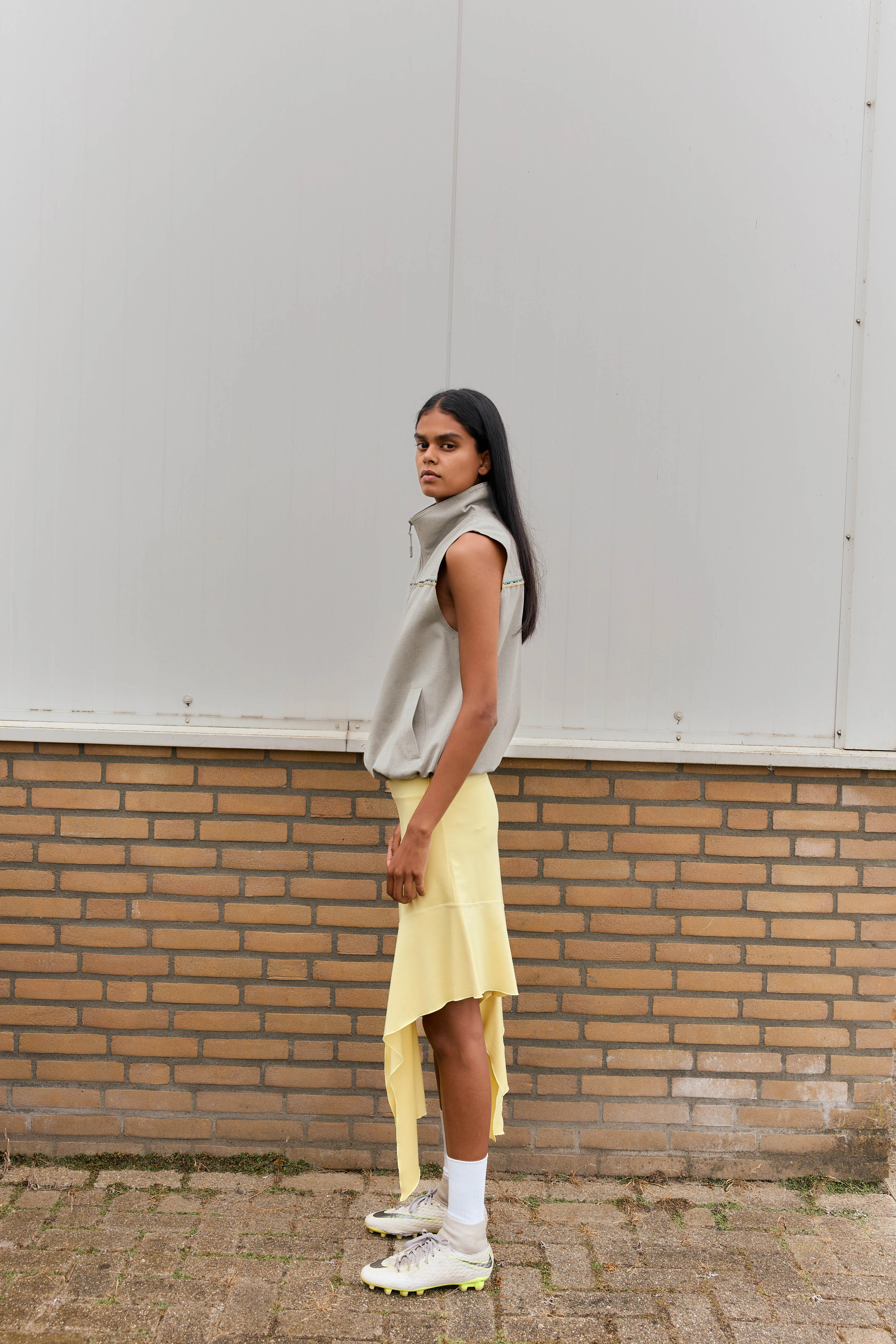 Jersey Drape Skirt in Citron