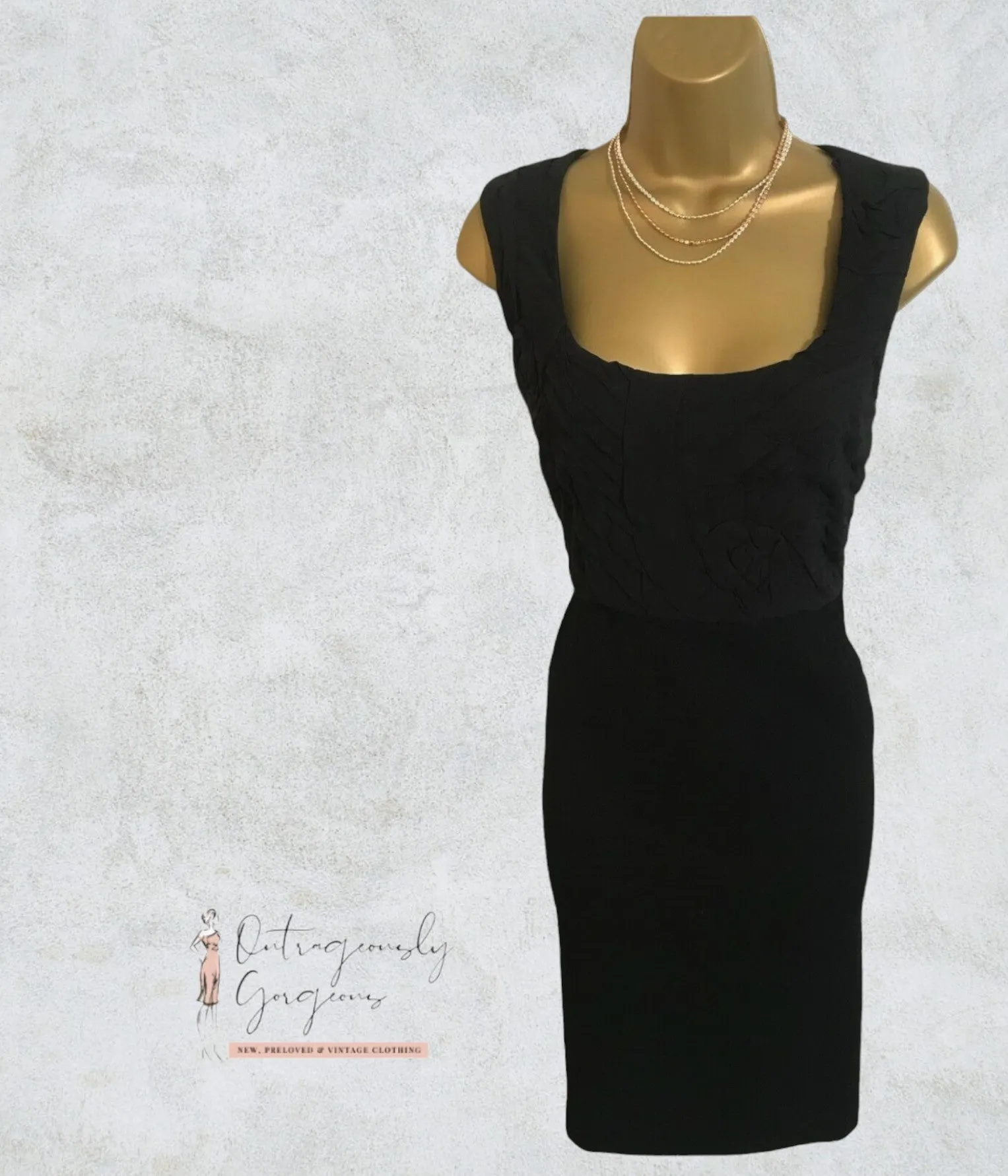 Jigsaw Black Wool Crepe & Silk Dress UK 10 US 6 EU 38