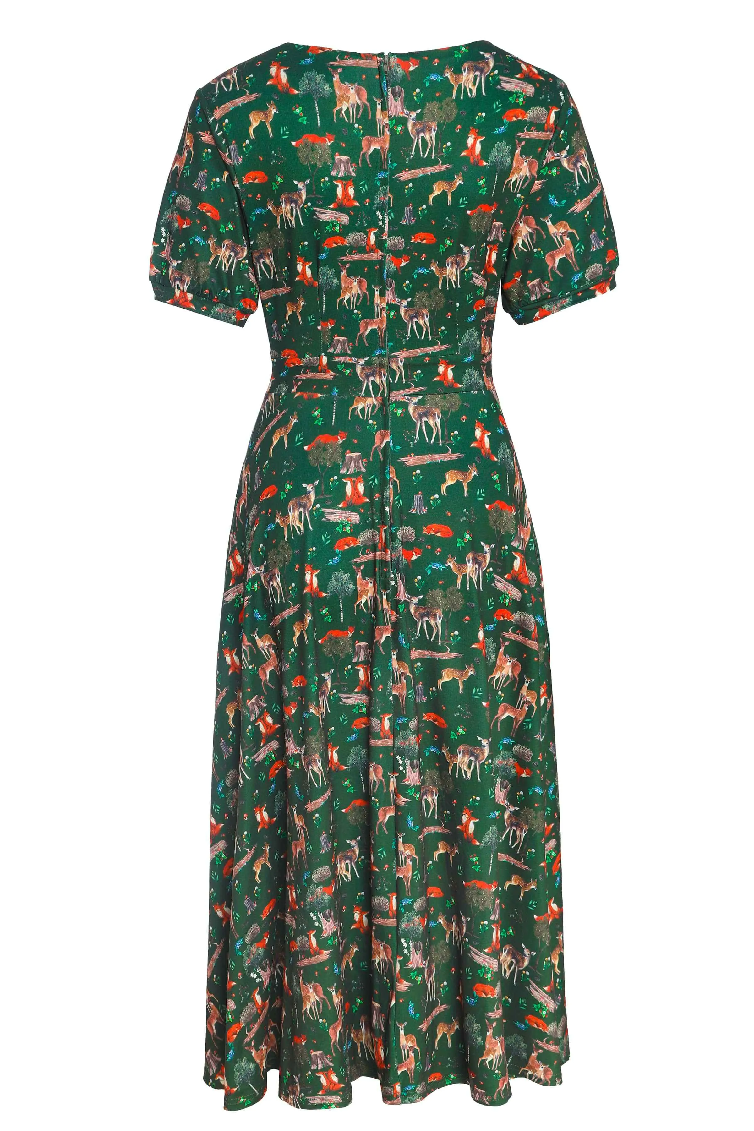 Julia Dark Green Woodland Midi Dress