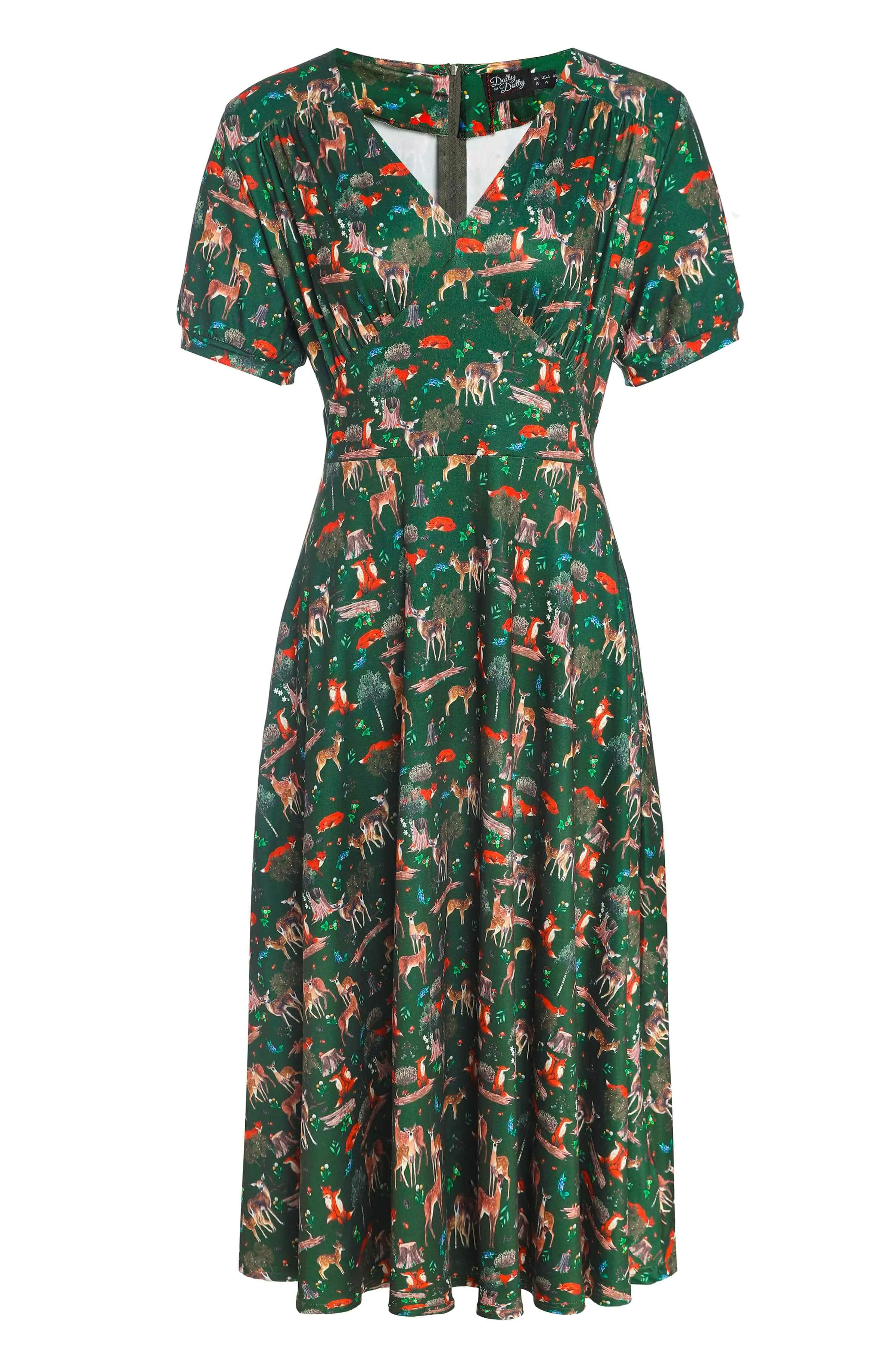 Julia Dark Green Woodland Midi Dress