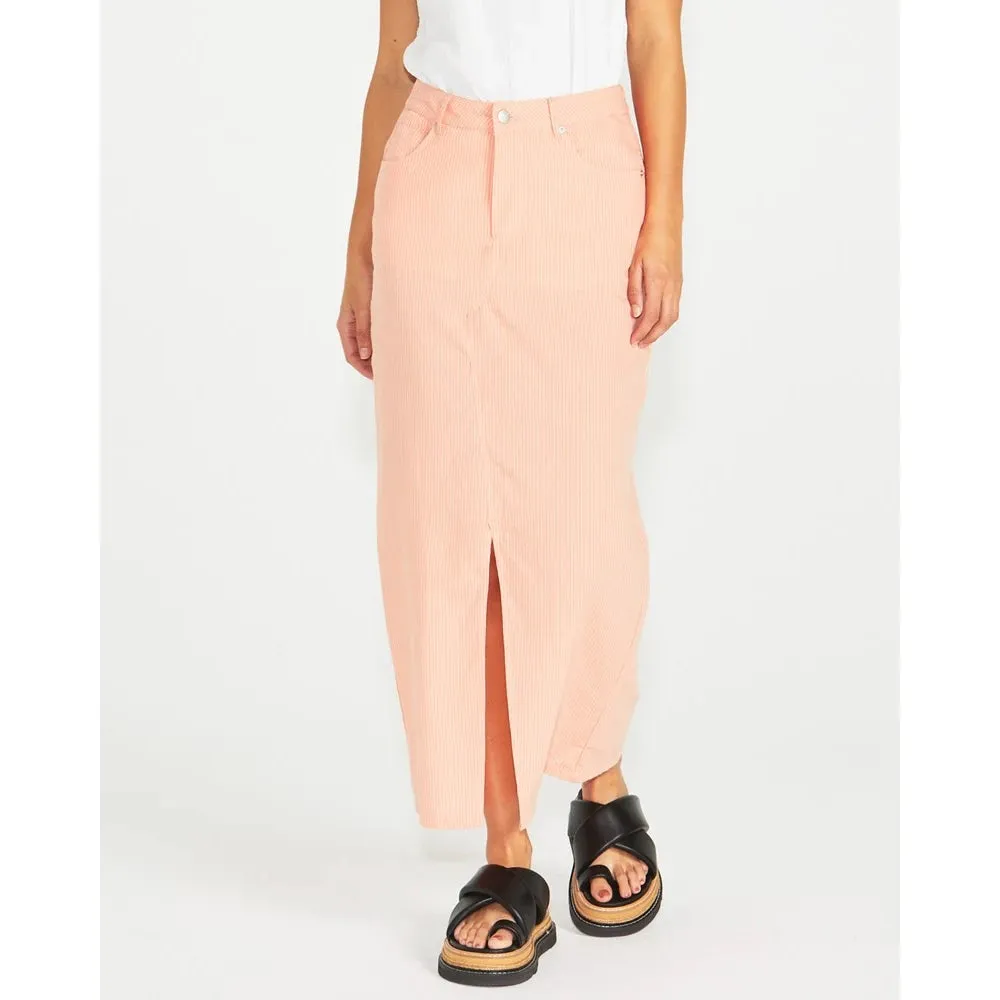 Liberty Maxi Skirt - Neon Peach Stripe