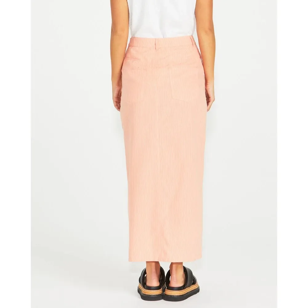 Liberty Maxi Skirt - Neon Peach Stripe