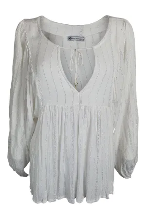 LITTLE MISS GYPSY White Garden Party Tie Front Blouse (S/M)