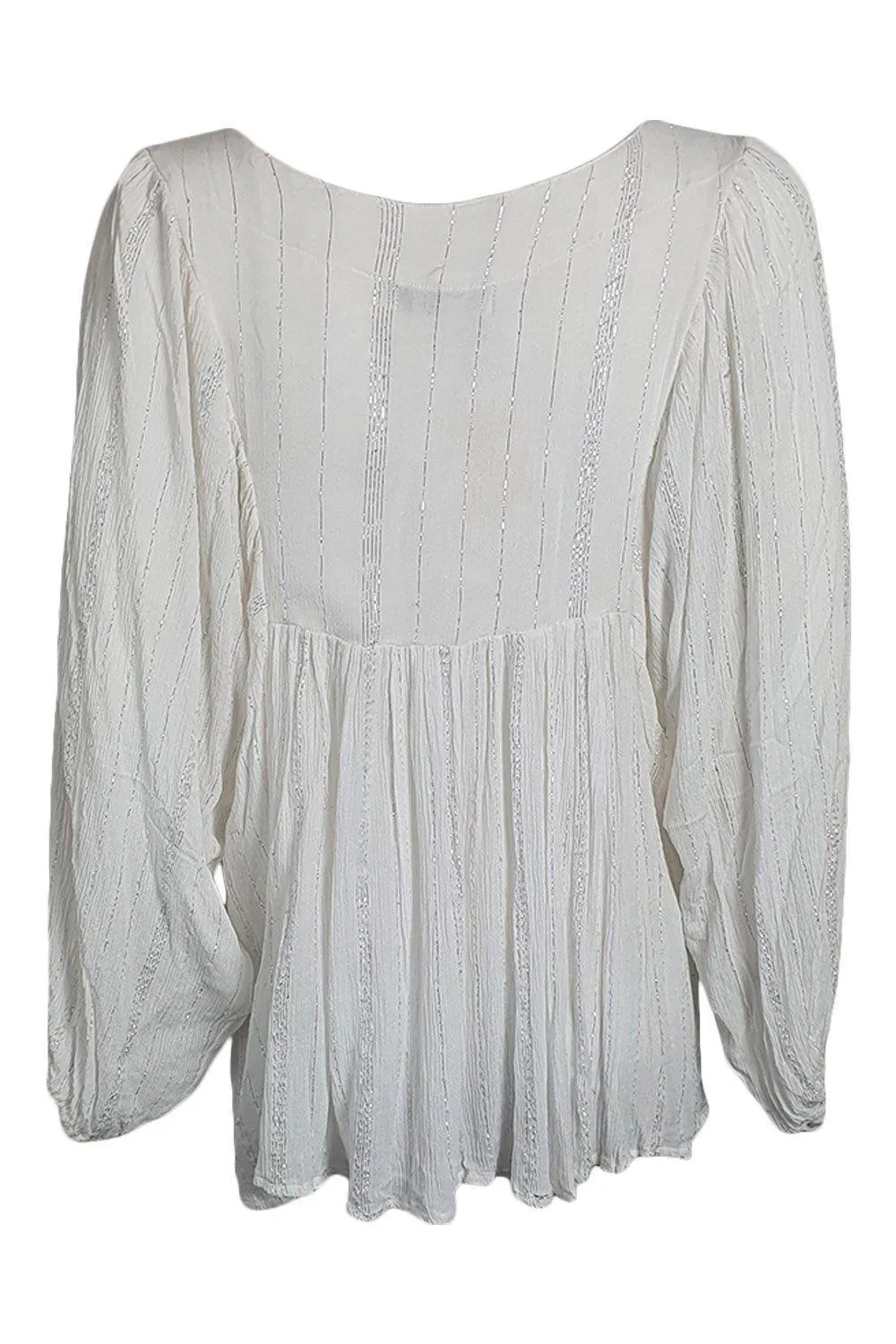 LITTLE MISS GYPSY White Garden Party Tie Front Blouse (S/M)