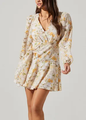 Long Sleeve Side Tie Floral Dress