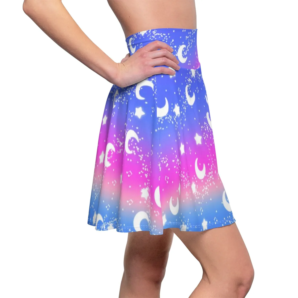 Magical Fairy Time (Rainbow Twilight) High Waist Skater Skirt