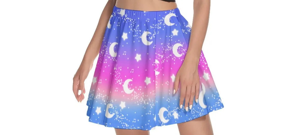 Magical Fairy Time (Rainbow Twilight) Mini Skater Skirt