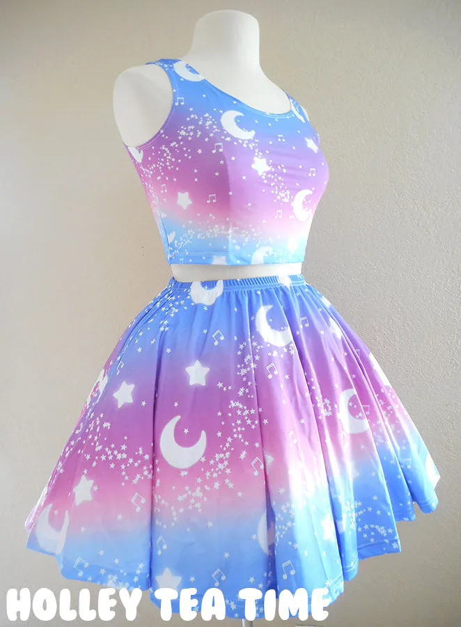 Magical Fairy Time (Rainbow Twilight) Mini Skater Skirt