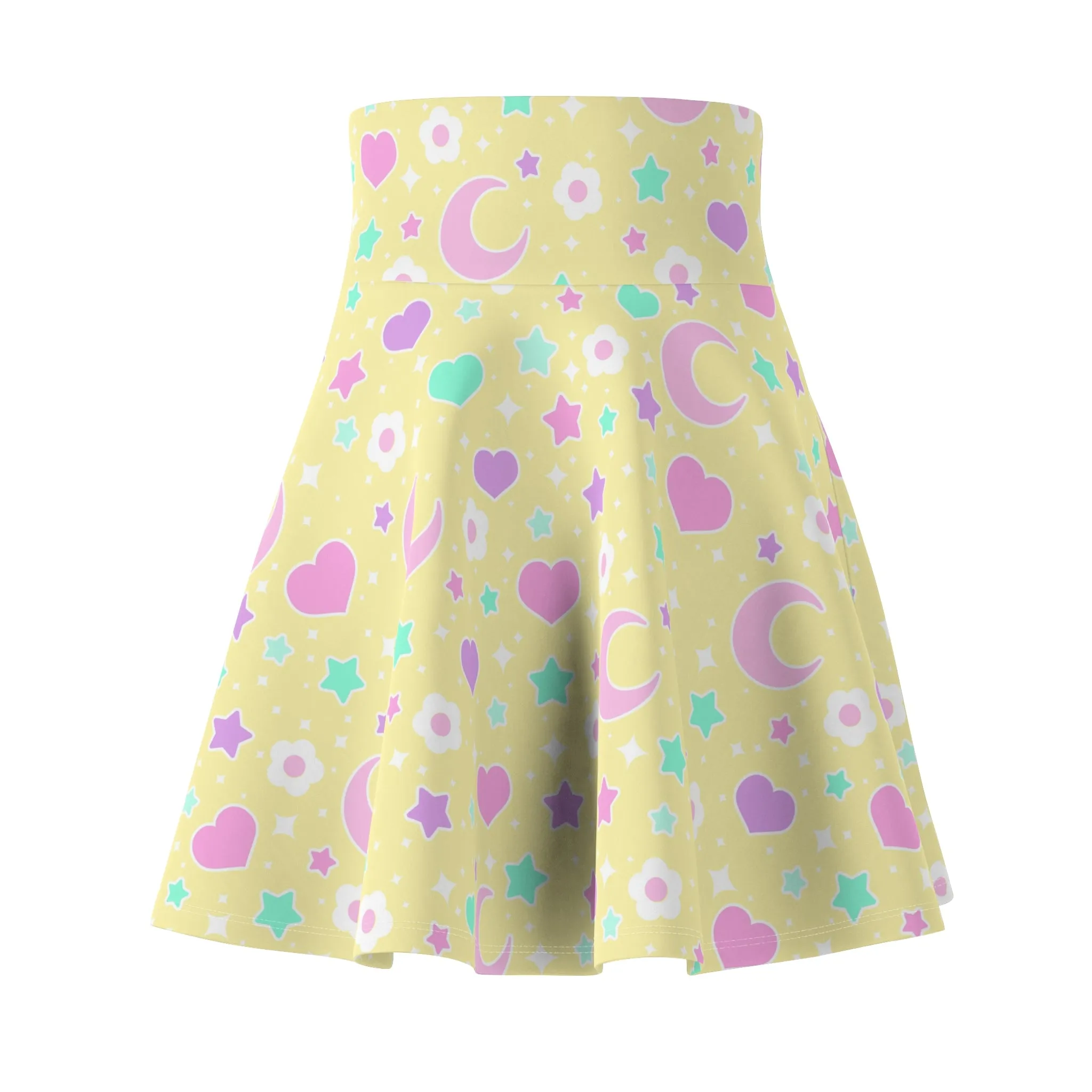 Magical Spring Yellow High Waist Skater Skirt