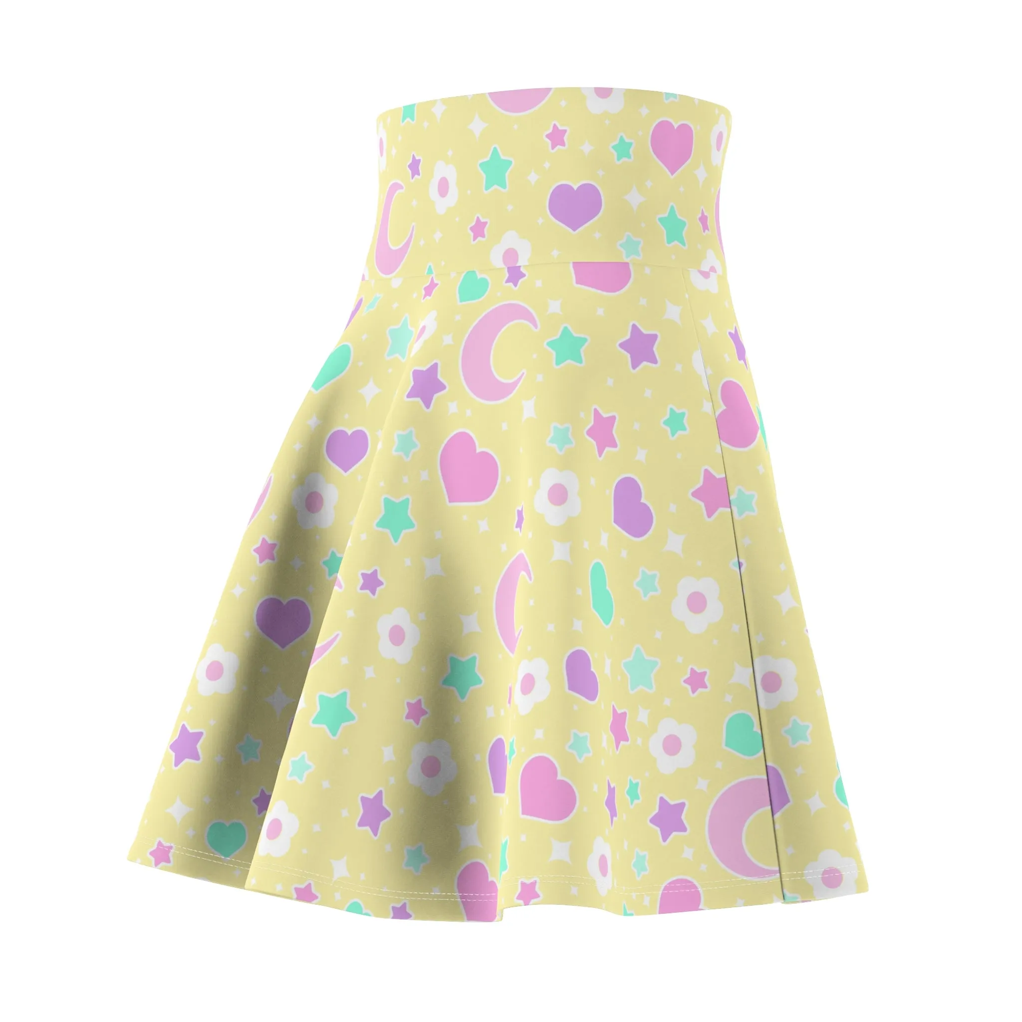 Magical Spring Yellow High Waist Skater Skirt