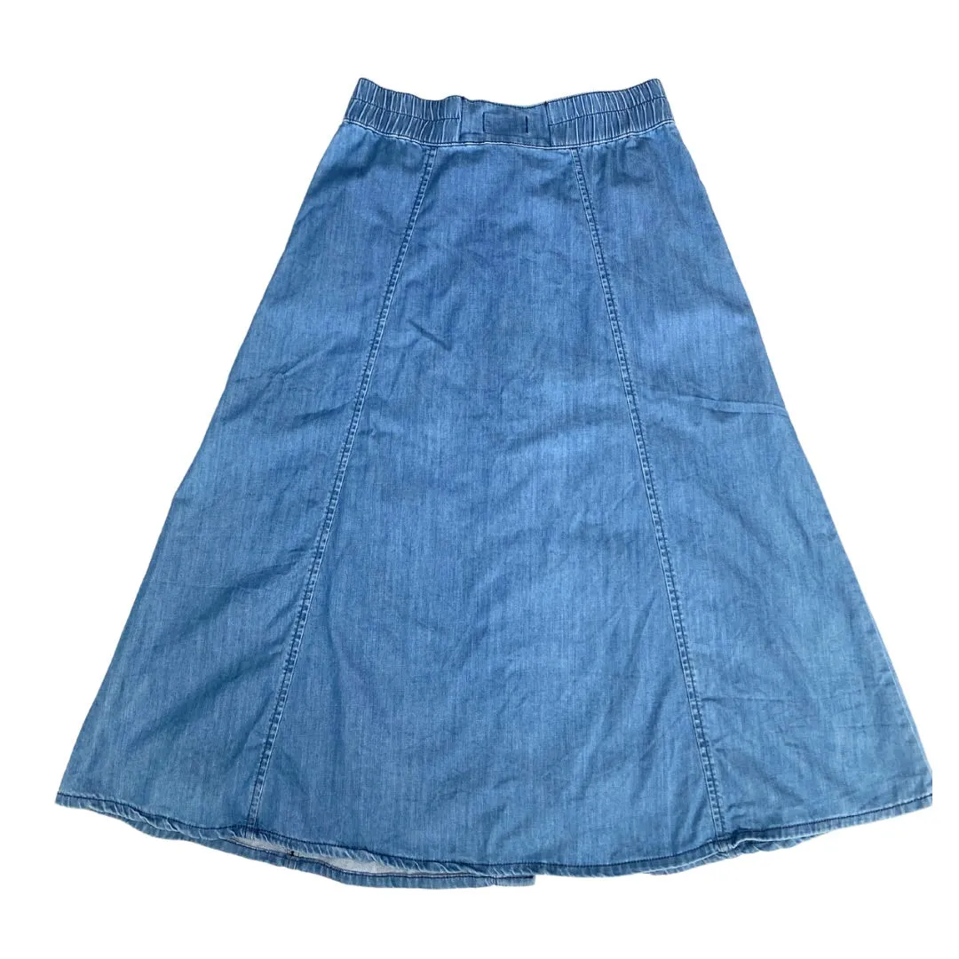 M&S Pure Cotton Denim Midi Skirt Blue SIZE 12