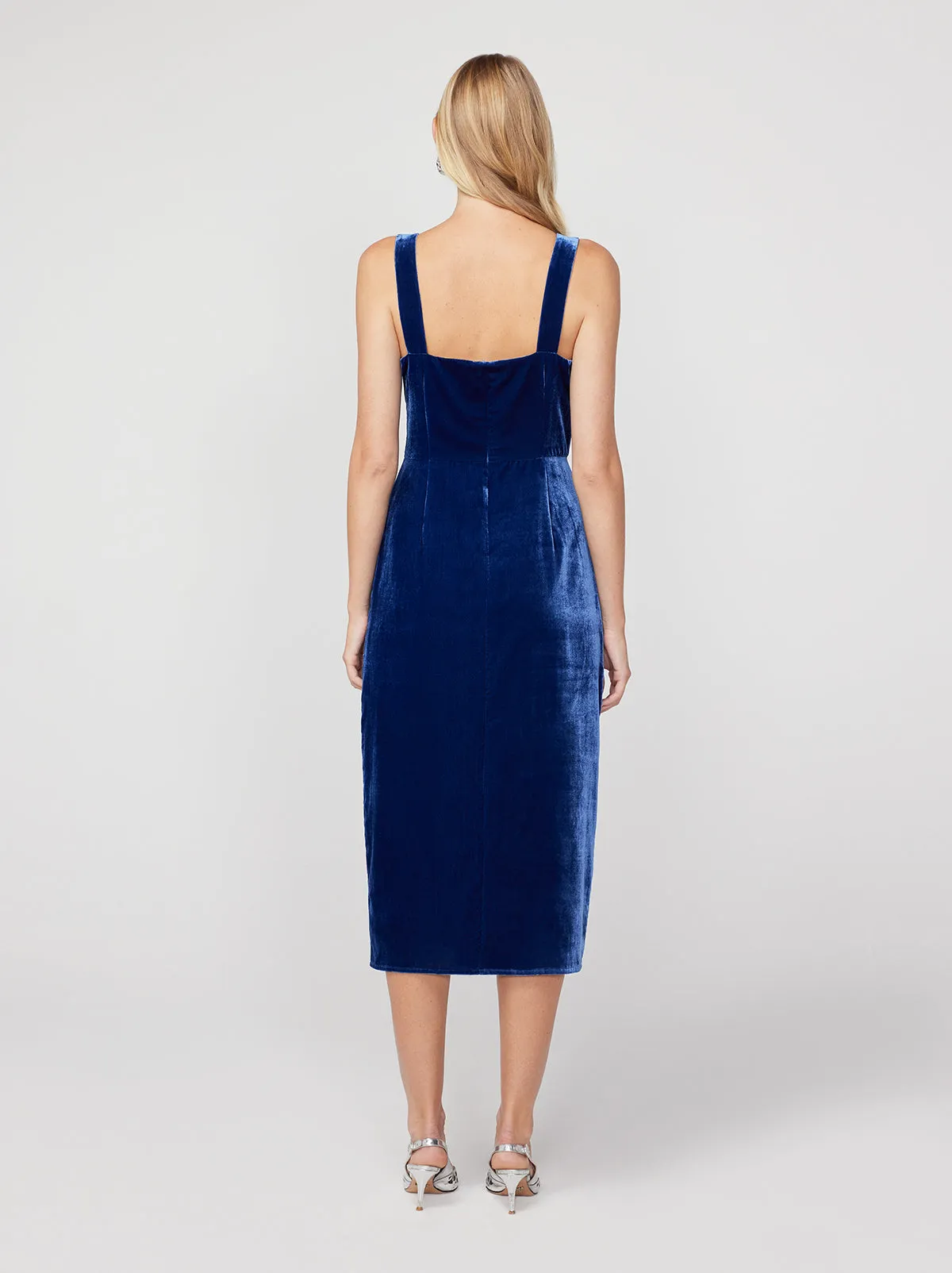 Mara Navy Velvet Midi Dress