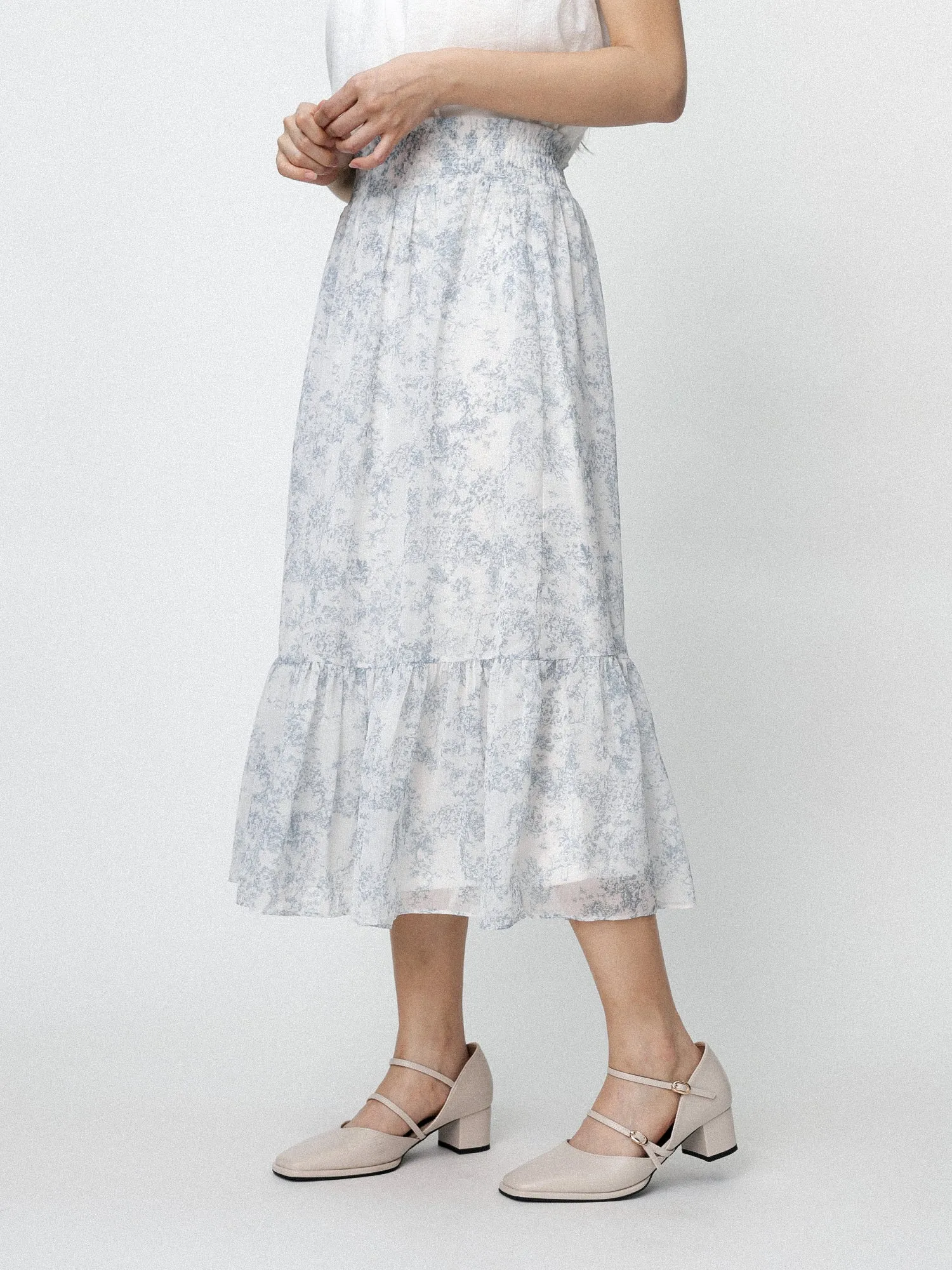 Marlowe Smocking Waist Midi Skirt