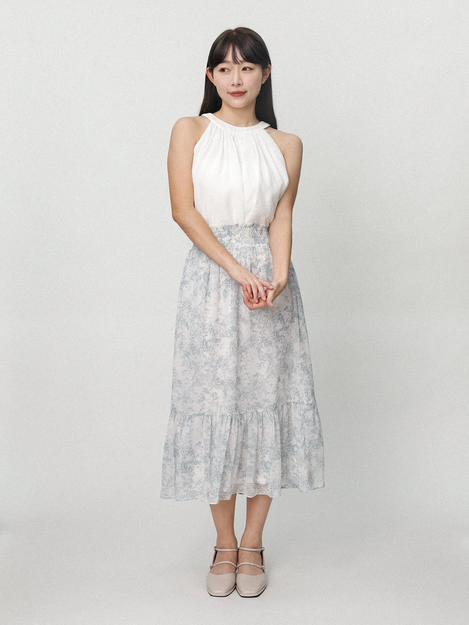 Marlowe Smocking Waist Midi Skirt