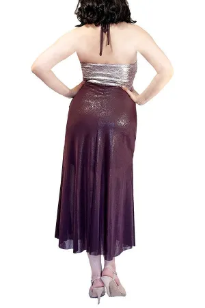 maroon shimmer STELLA tango dress with slits