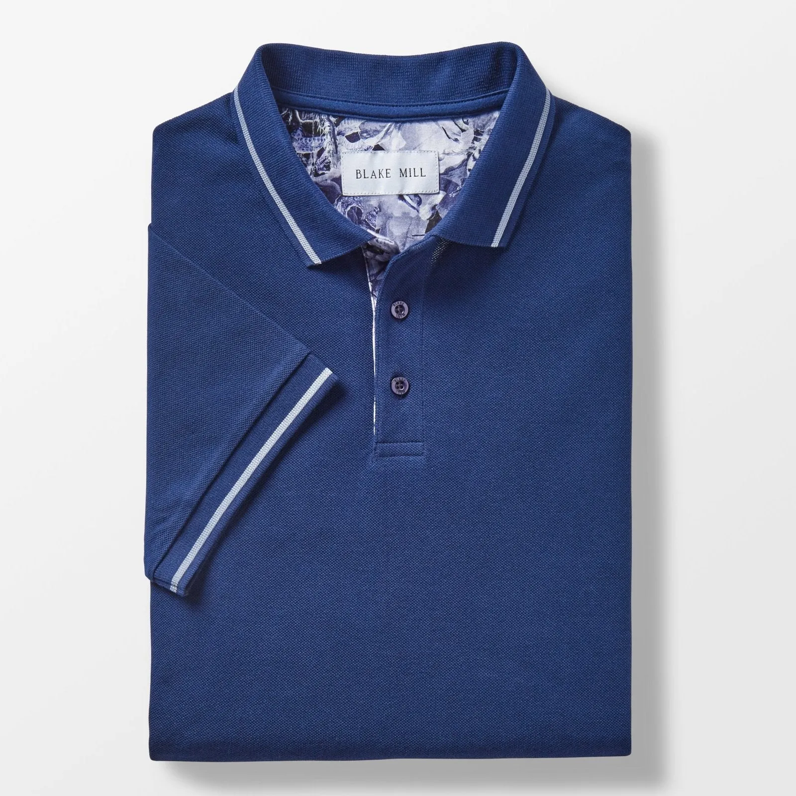 Navy Pique Polo with Garden of Eden Accents