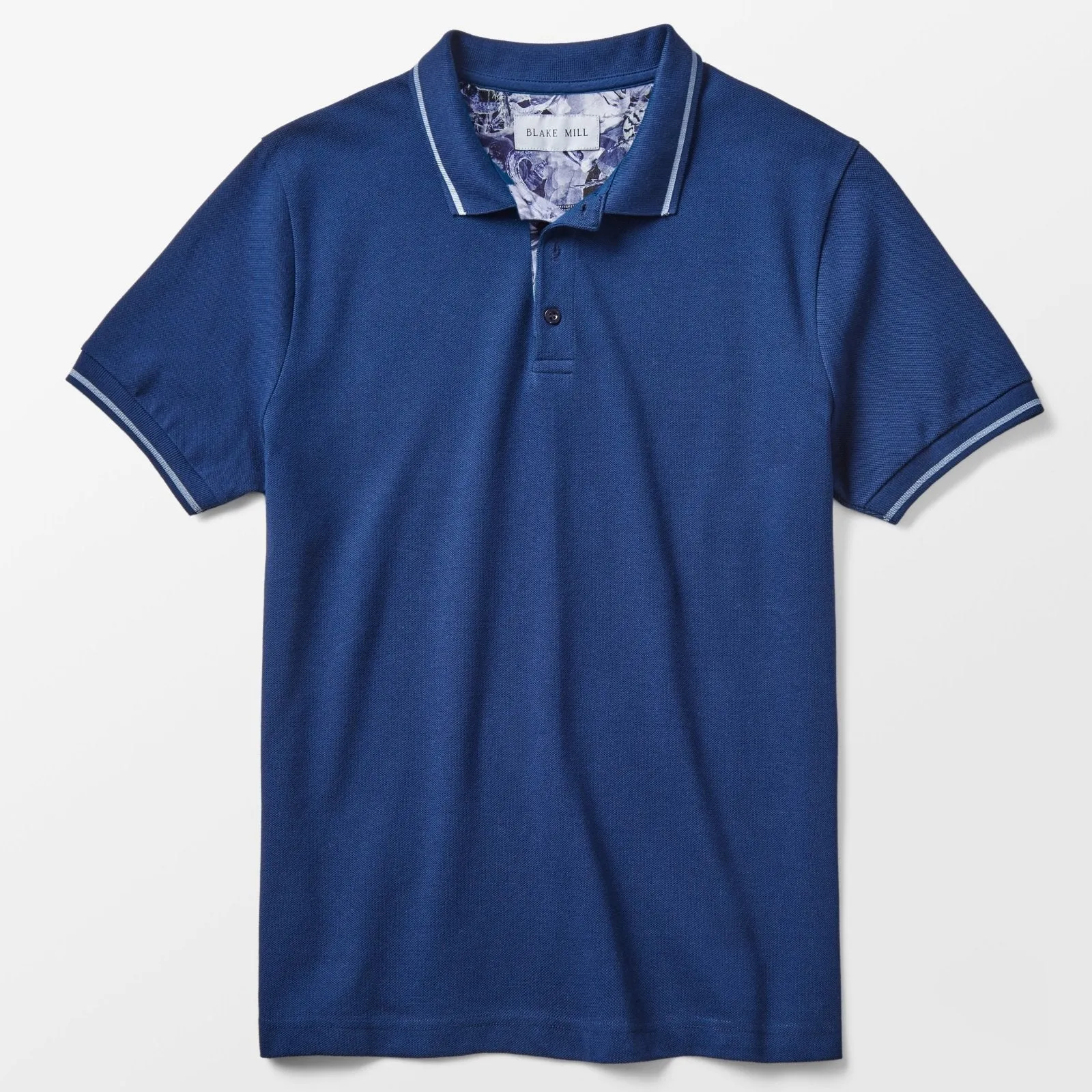 Navy Pique Polo with Garden of Eden Accents