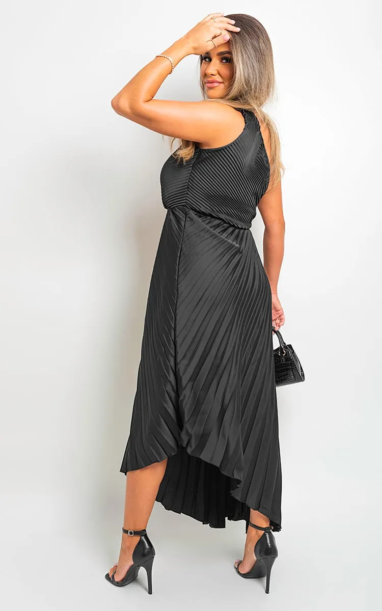 One Shoulder Cut Out Pleated Party Dress