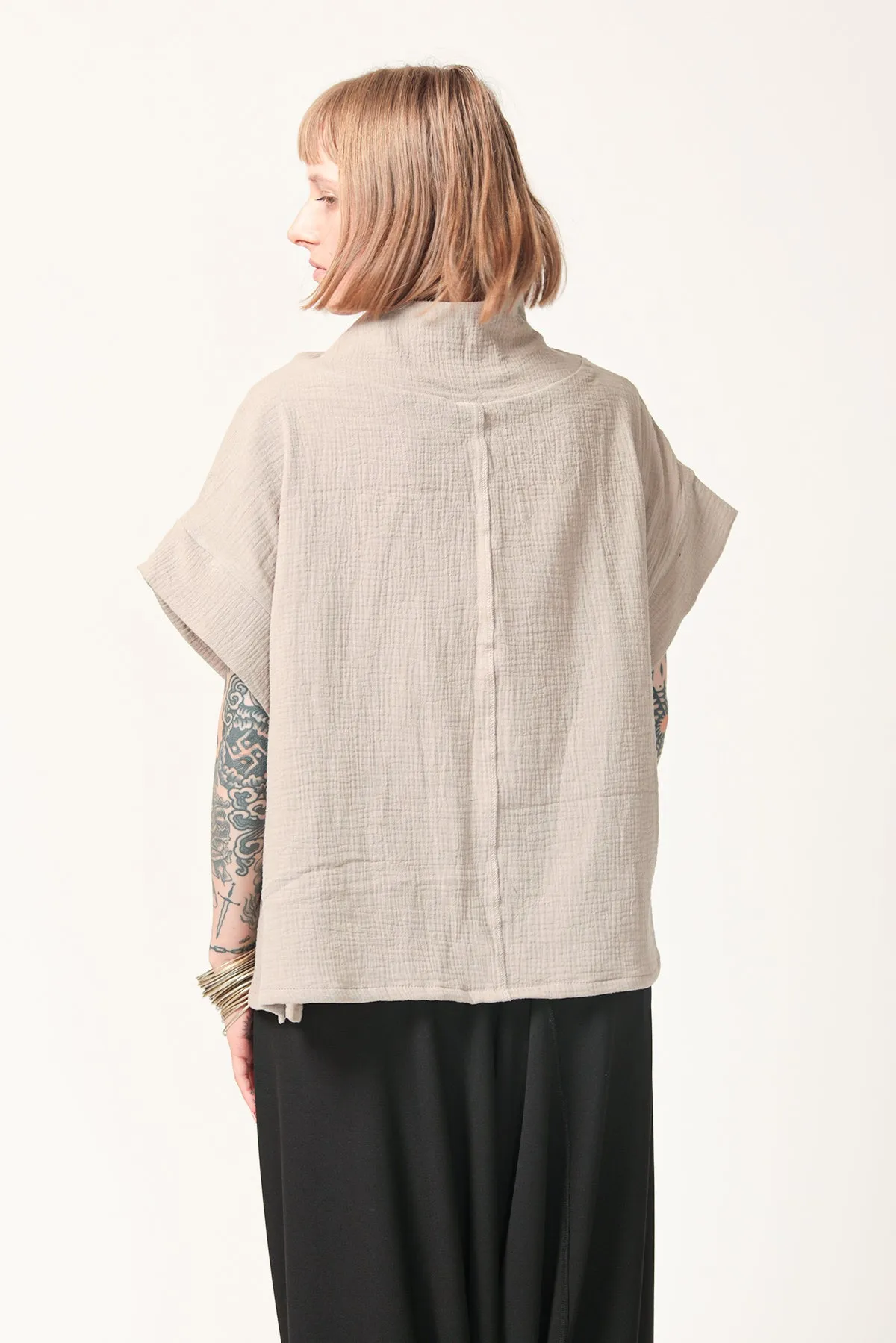 Oversize Beige Cotton Top