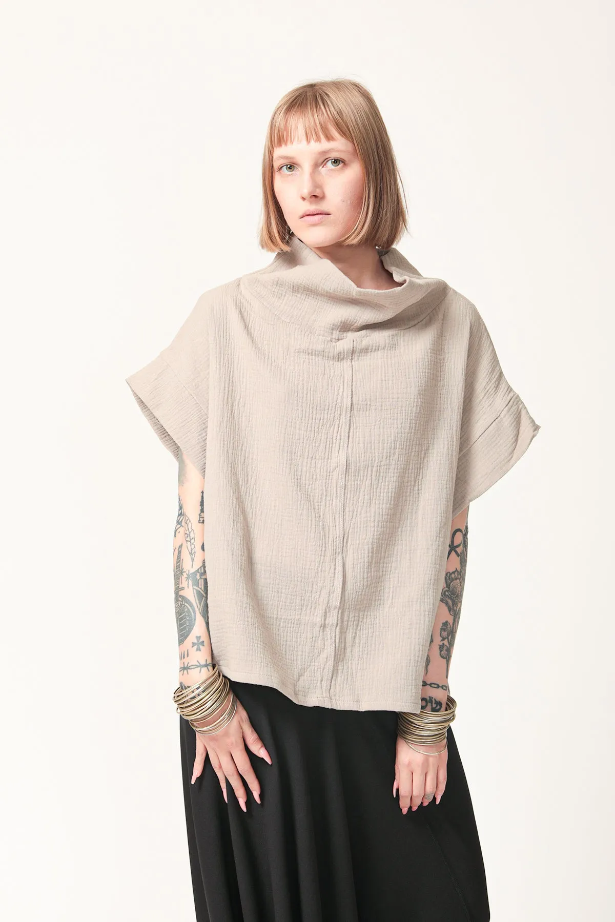 Oversize Beige Cotton Top