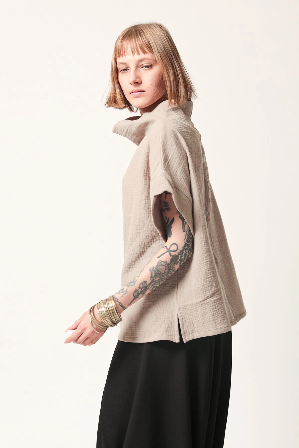 Oversize Beige Cotton Top