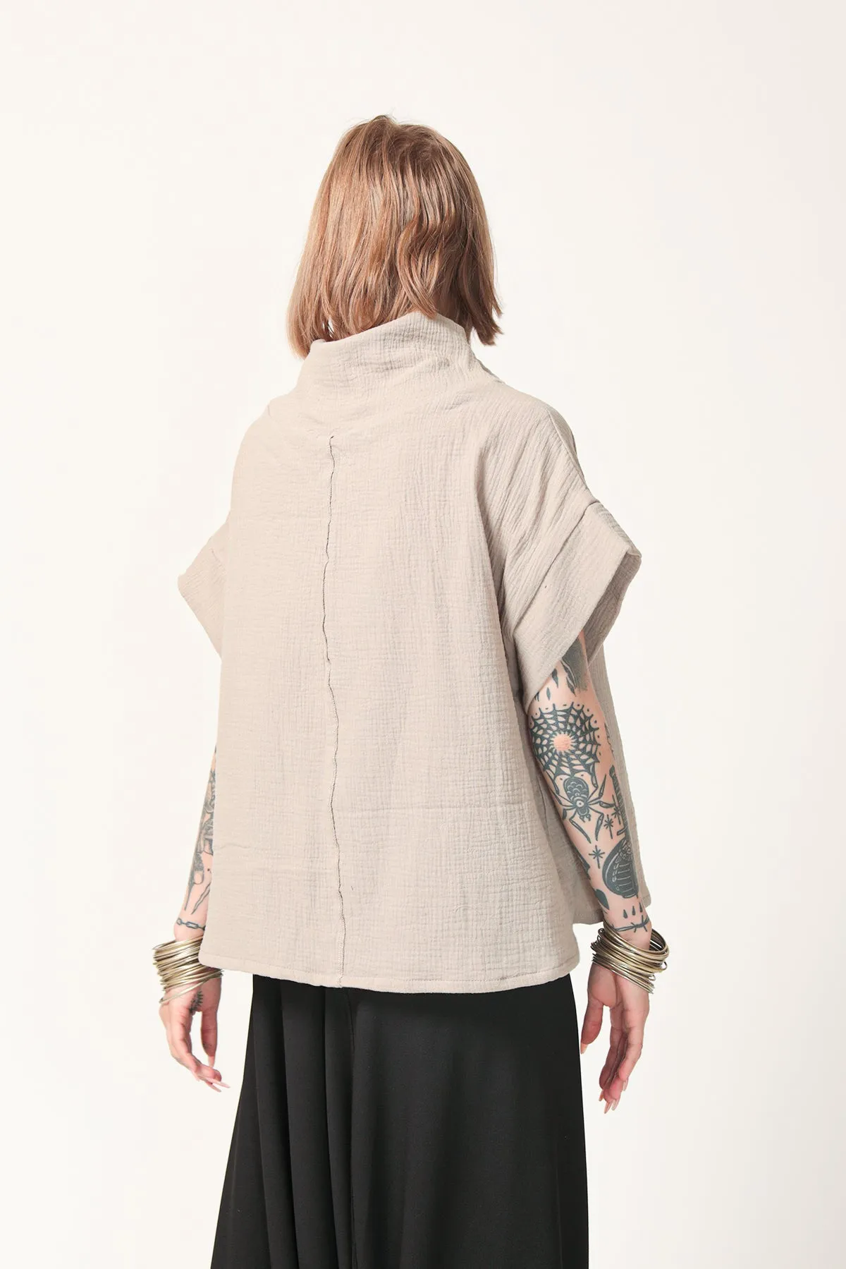 Oversize Beige Cotton Top