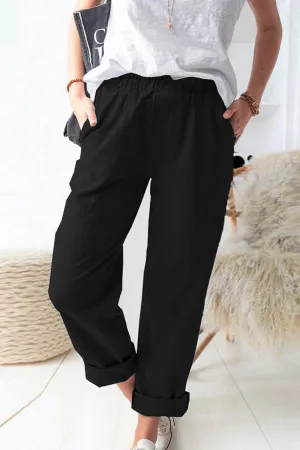 Paper bag Waist Pull-On Pants with Pockets