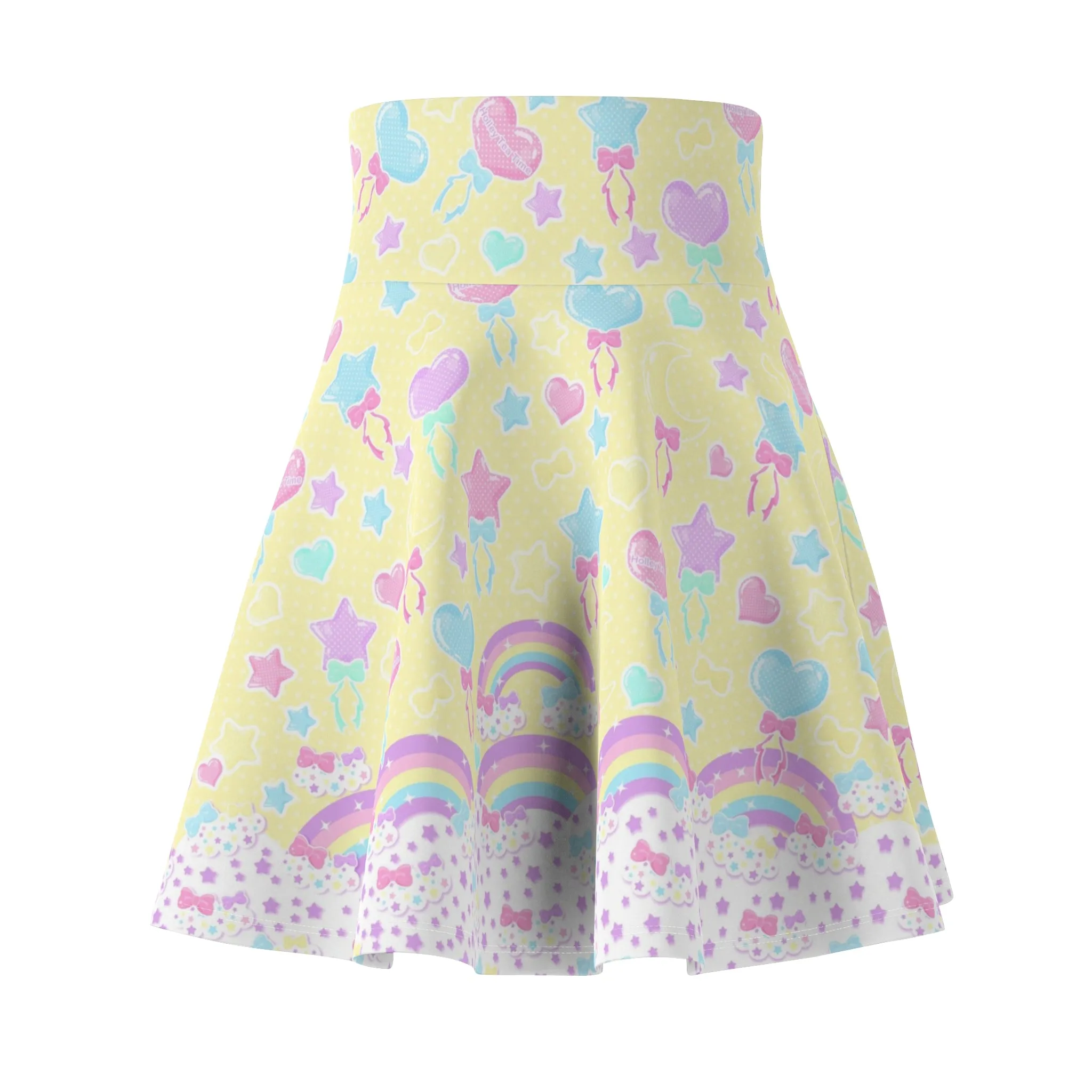 Pastel Party High Waist Skater Skirt (Yellow)