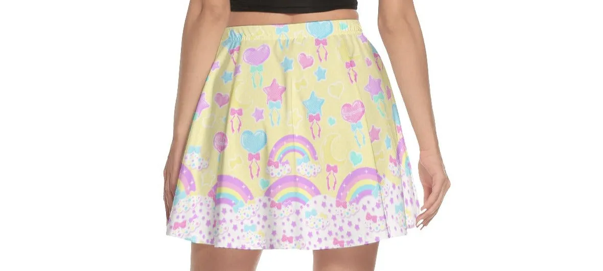 Pastel Party Yellow Mini Skater Skirt