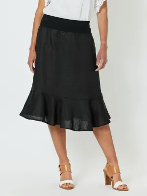 Piccolo Linen Flute Hem Skirt - Black