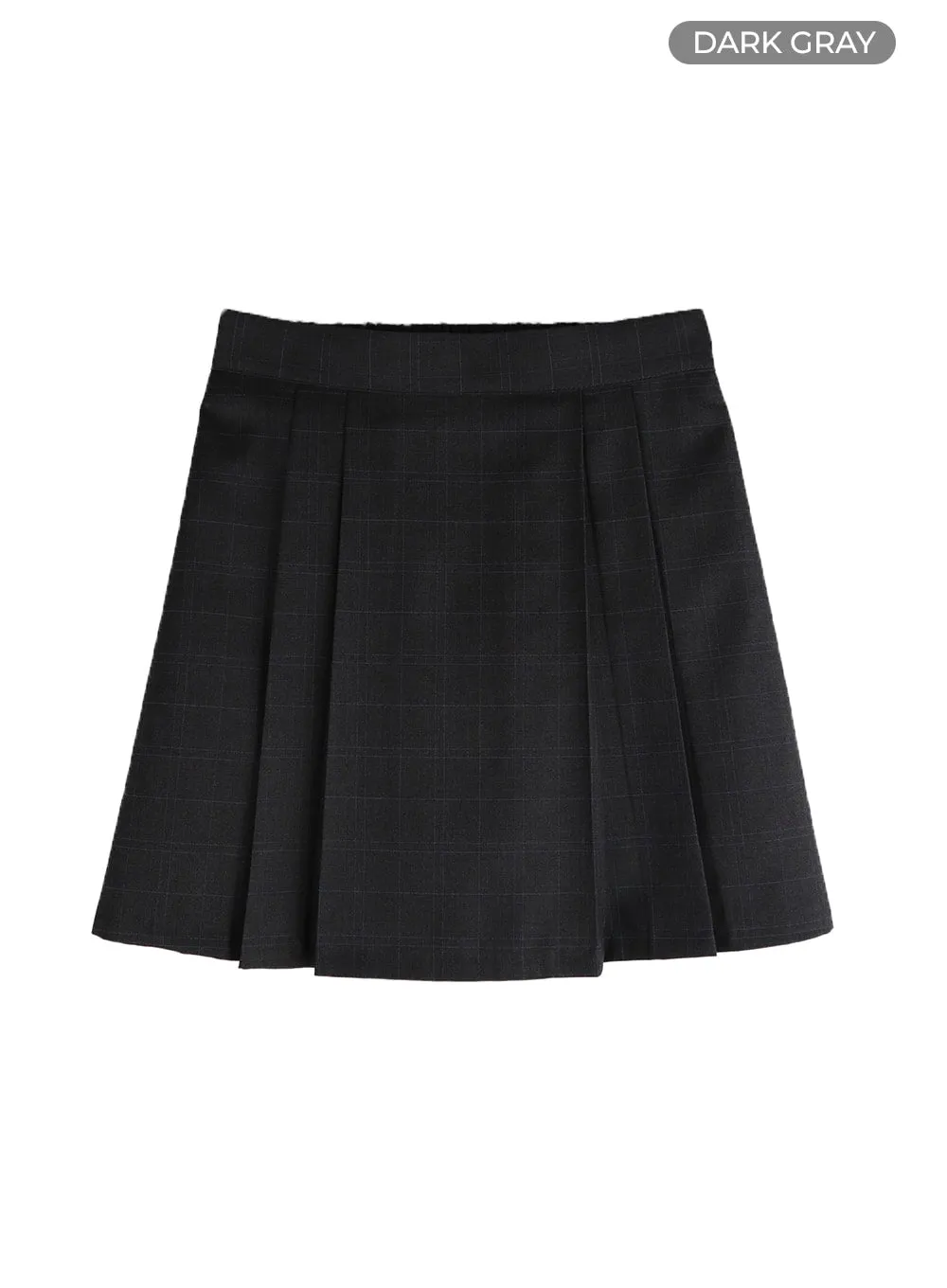 Pleated Checkered Mini Skirt IM406