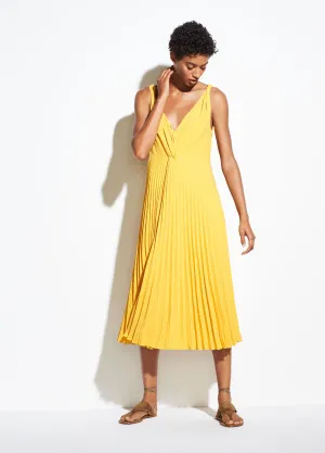 Pleated Twist Front Dress in Limonata