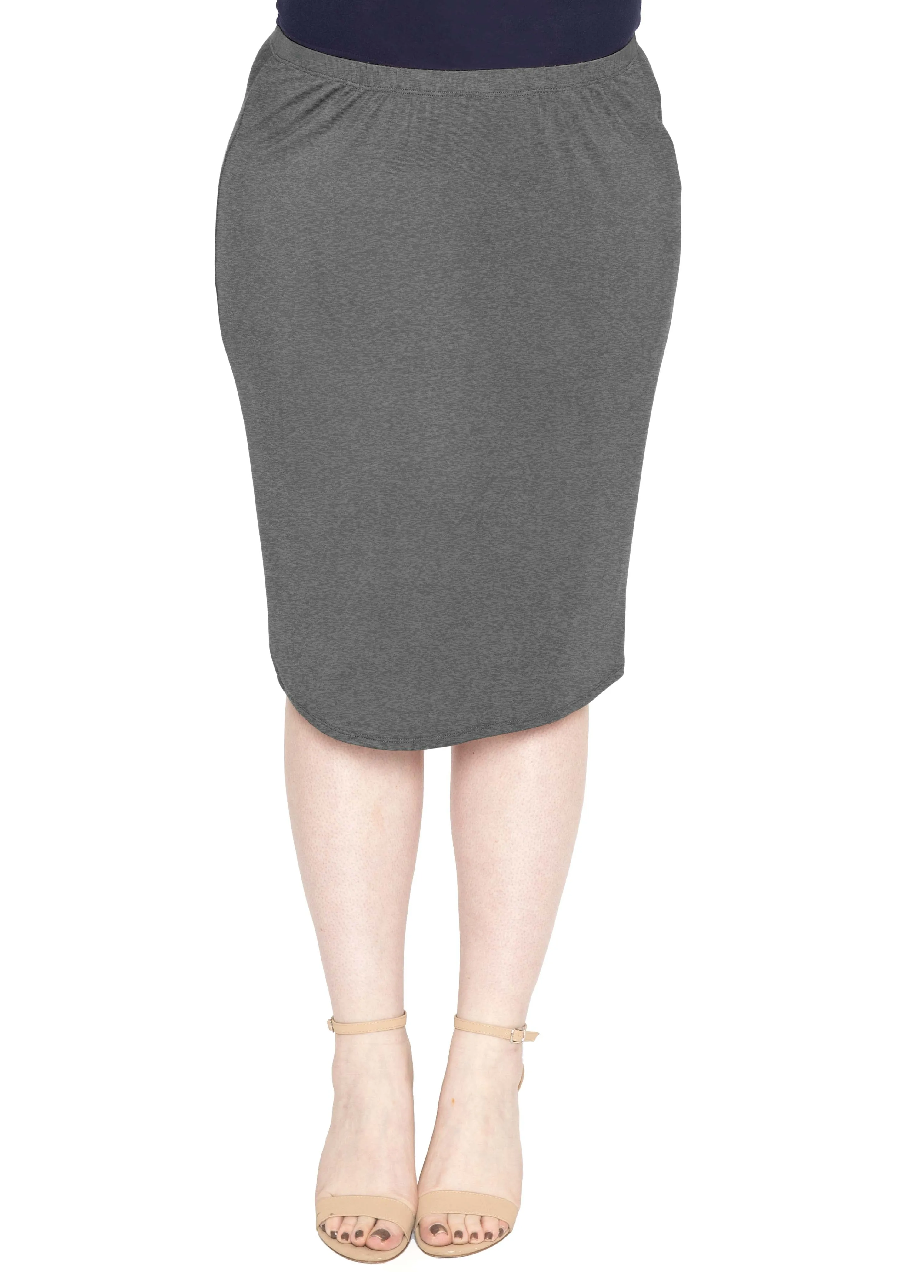 Plus Size Comfortable Soft Stretch Midi Skirt