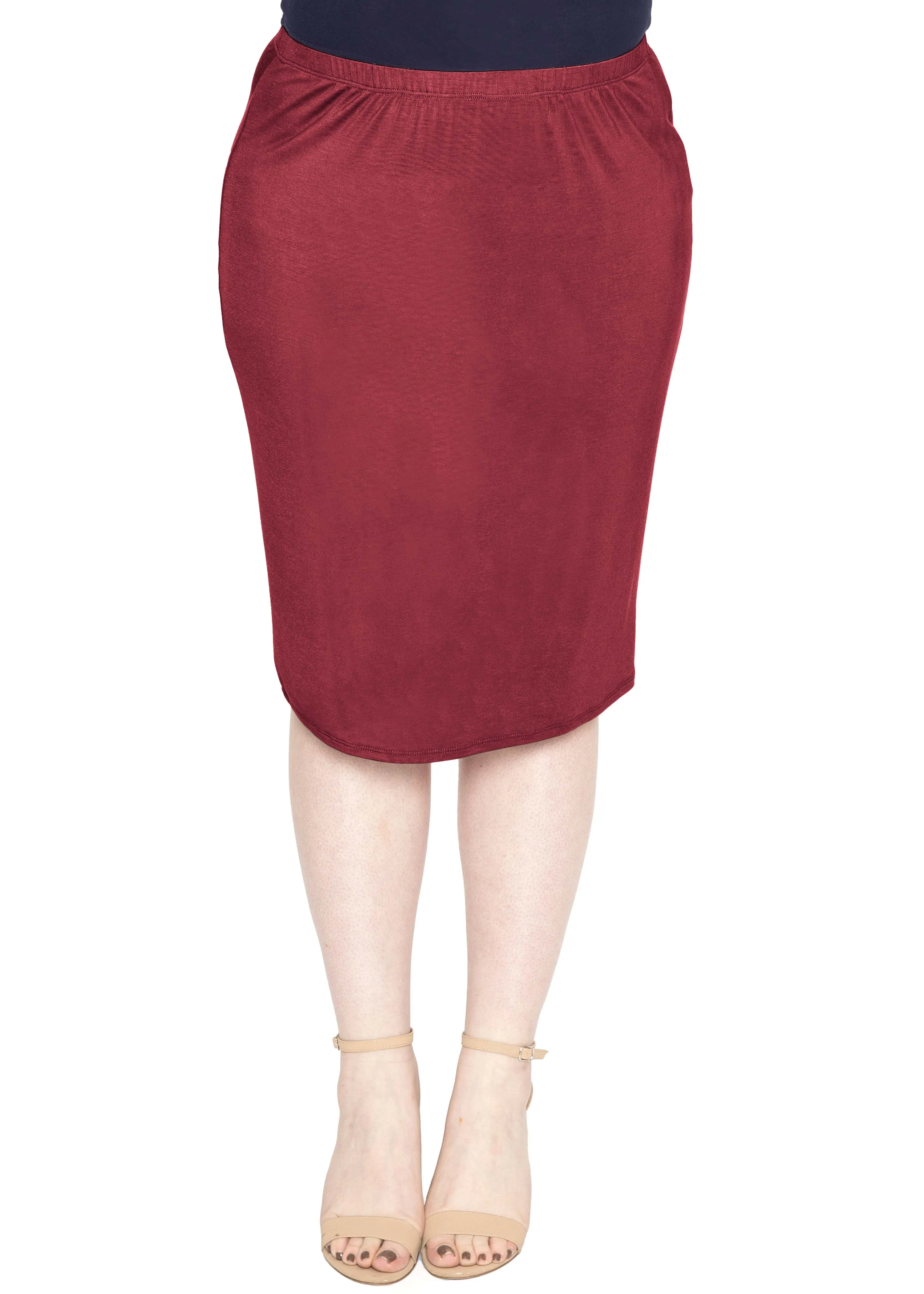 Plus Size Comfortable Soft Stretch Midi Skirt