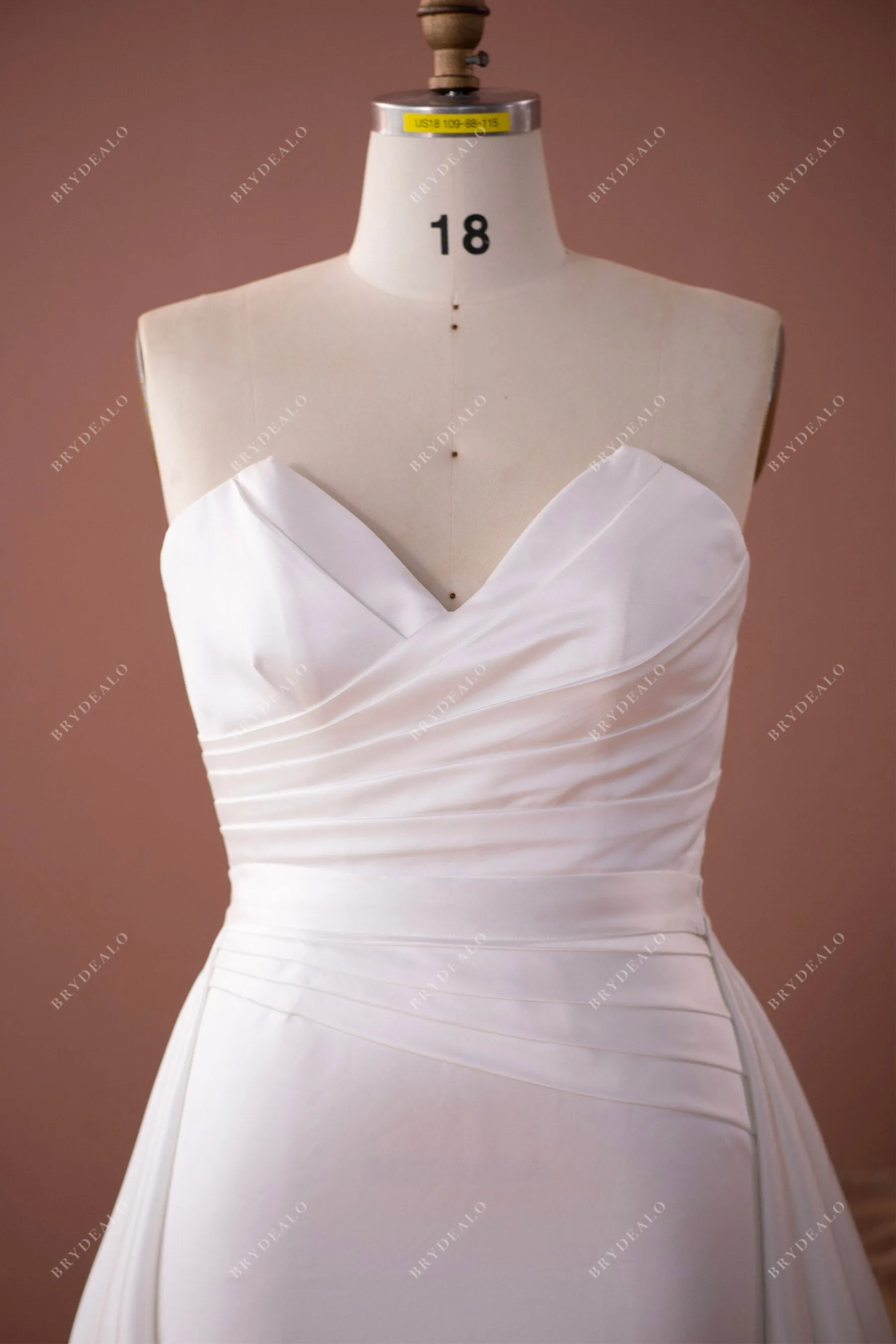 Plus Size Strapless Detachable Overskirt Satin Wedding Dress