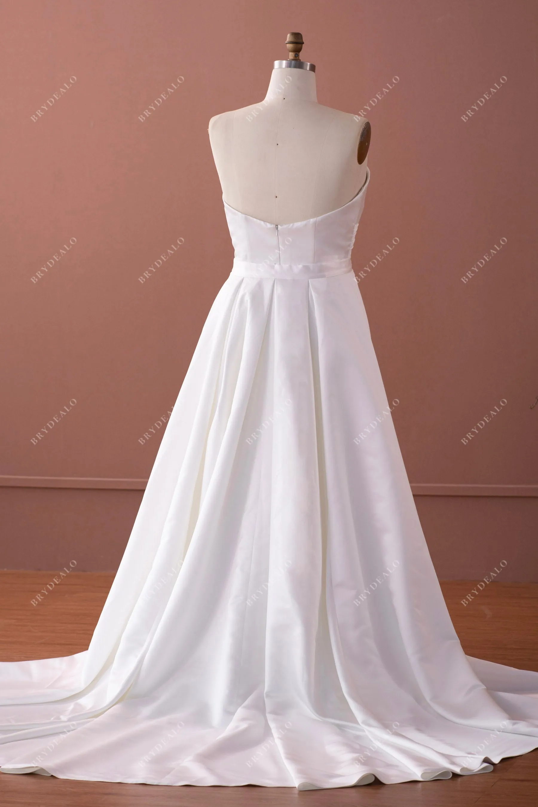 Plus Size Strapless Detachable Overskirt Satin Wedding Dress