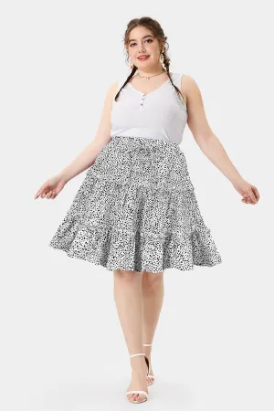 Polka Dot Elastic Waist Pleated Mini Skirt