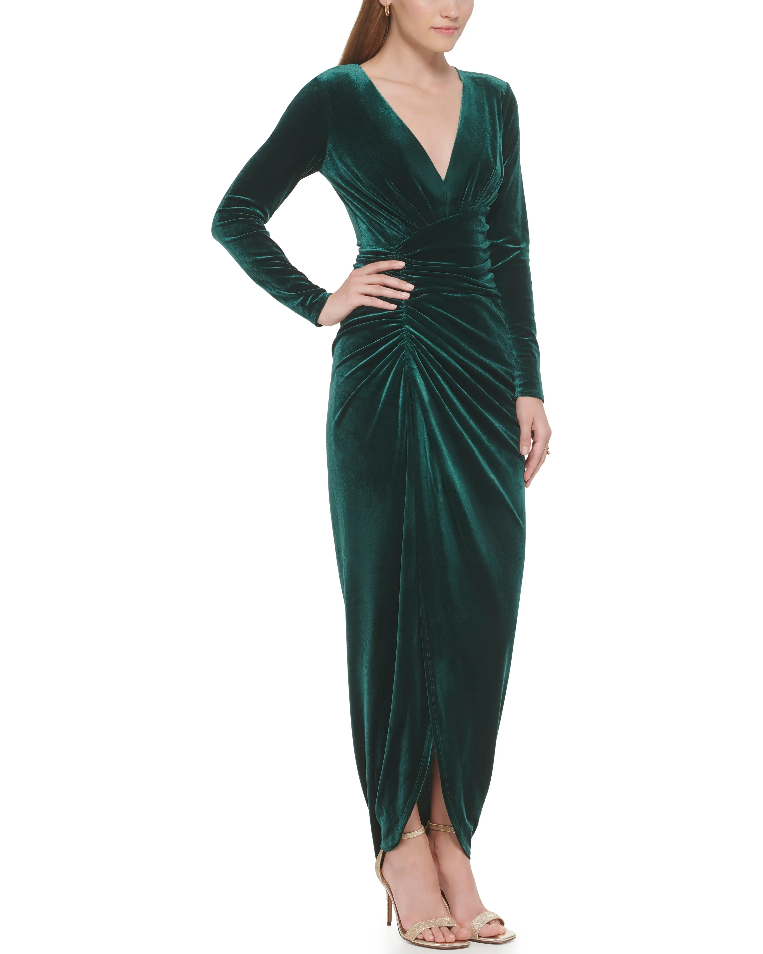 Ruched Velvet Gown