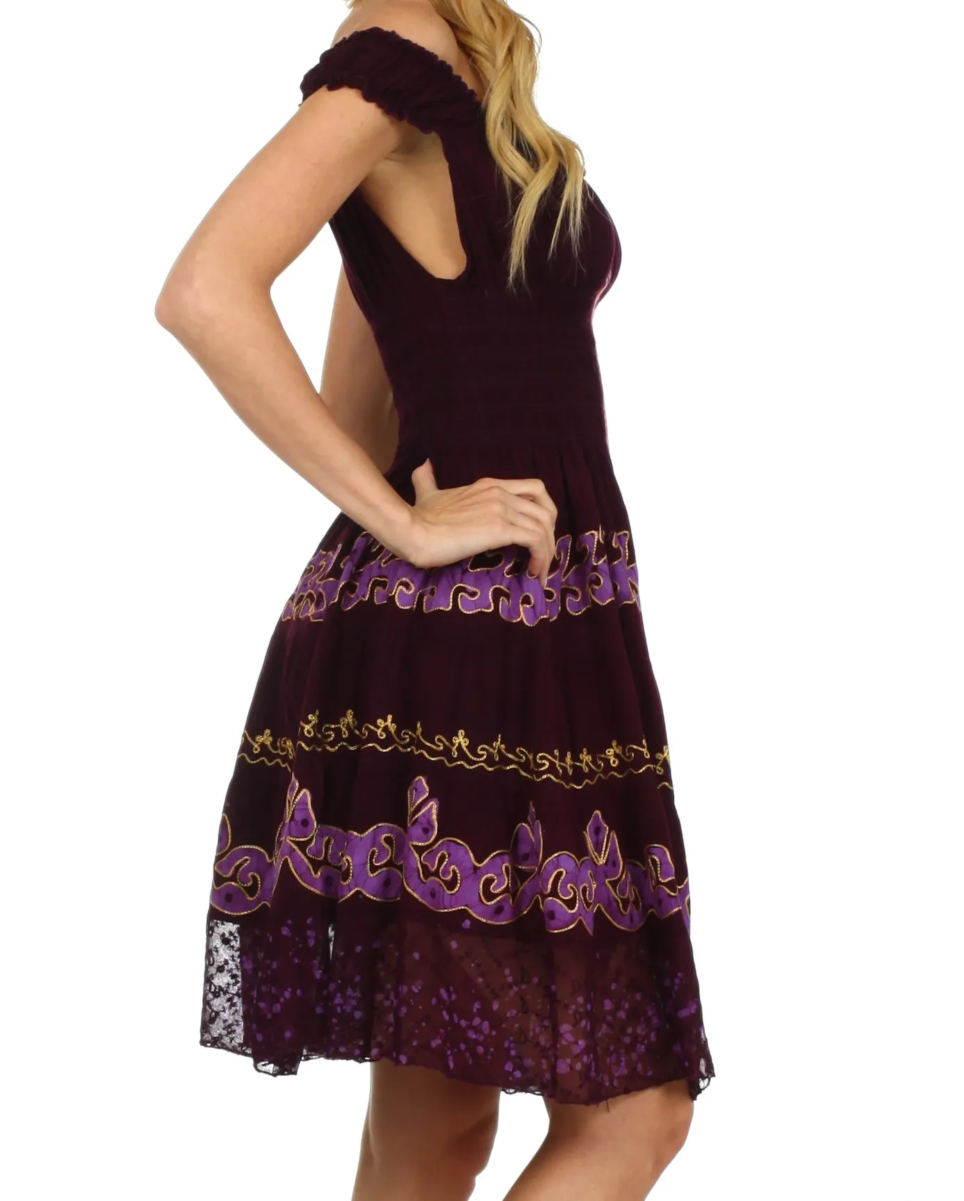 Sakkas Isabella Gypsy Boho Renaissance Batik Dress