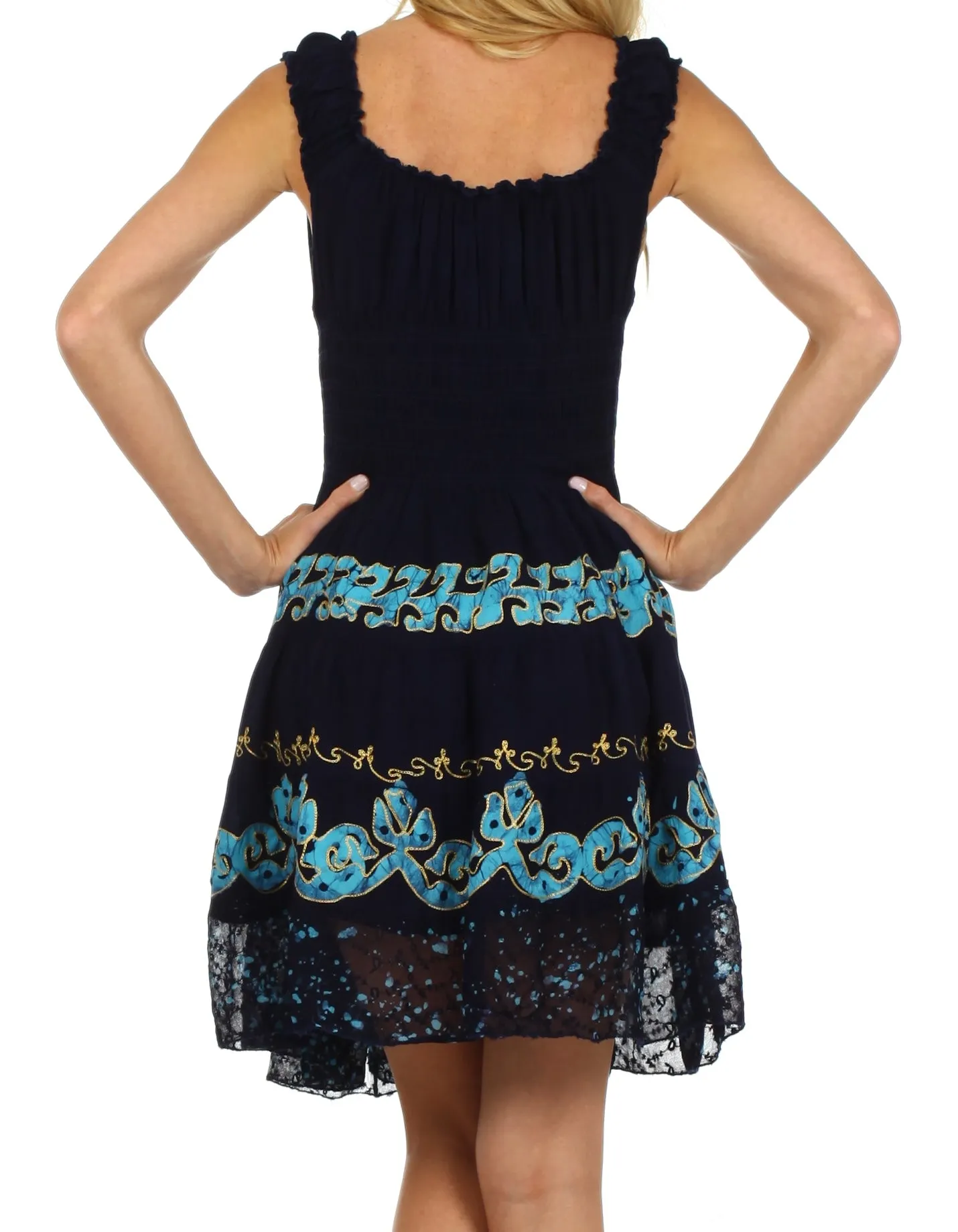 Sakkas Isabella Gypsy Boho Renaissance Batik Dress