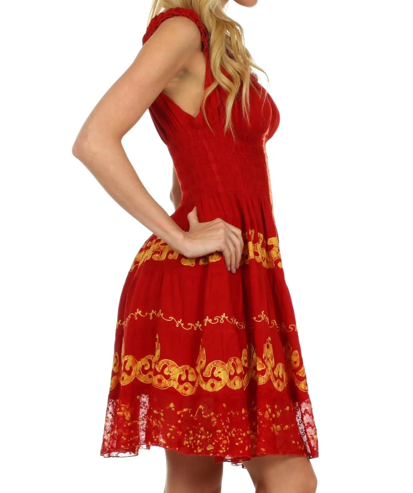 Sakkas Isabella Gypsy Boho Renaissance Batik Dress