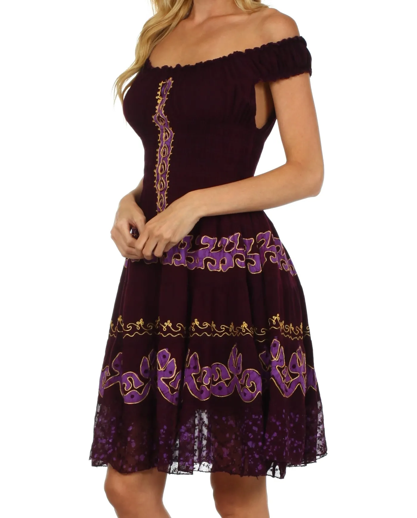 Sakkas Isabella Gypsy Boho Renaissance Batik Dress