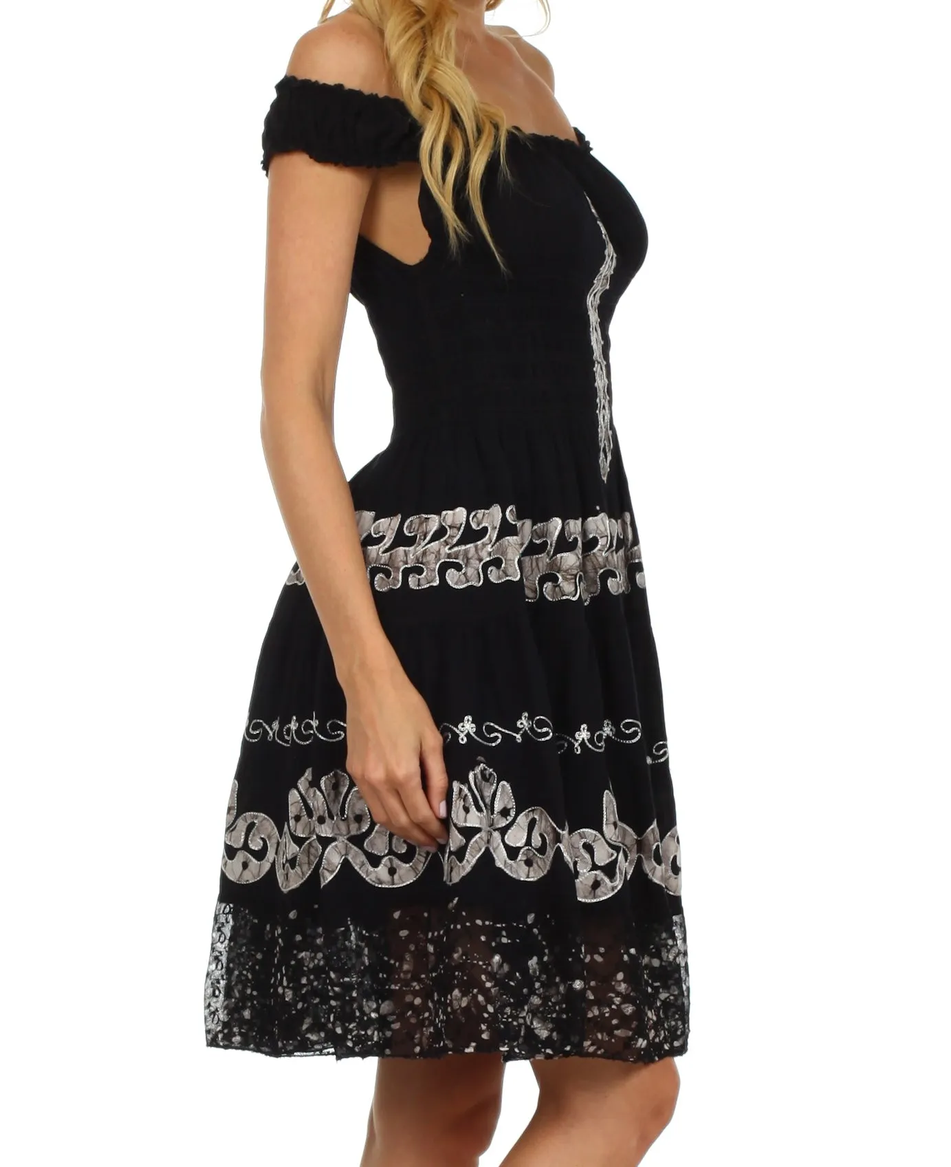 Sakkas Isabella Gypsy Boho Renaissance Batik Dress